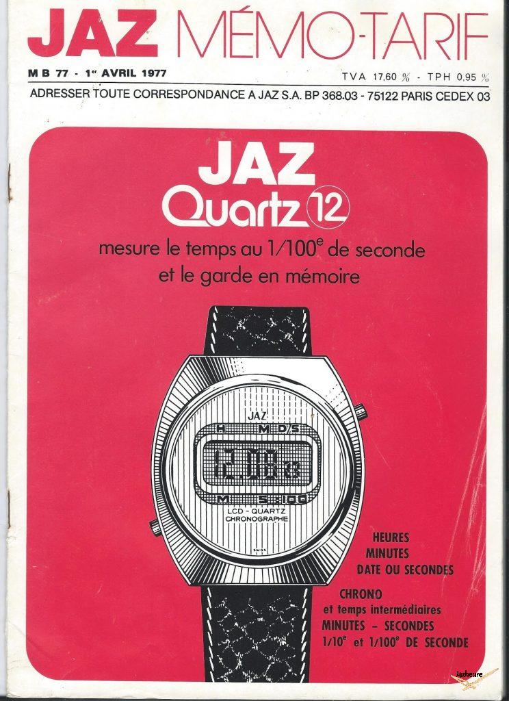 Mémo tarifs Montres Jaz 1977