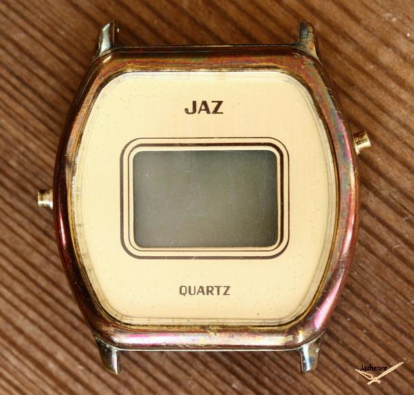 Montre Jaz Quartz LCD plaquée (vers 1979) sur Jazheure