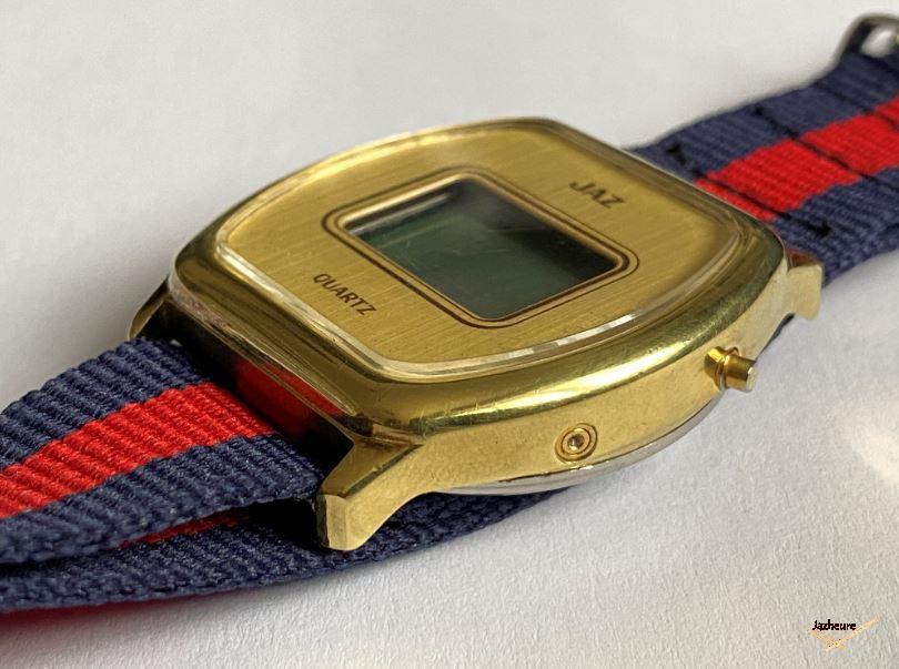 Montre Jaz Quartz LCD plaquée (vers 1979) sur Jazheure
