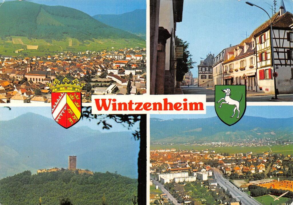 Carte postale de Wintzenheim (68) avec vue sur l'ancienne usine Jaz (en bas à droite)