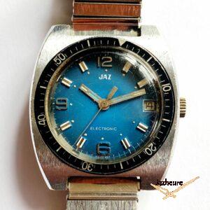 Montre Jaz EL-1006 de 1975 - Plongeuse electronic, cadran bleu dégradé, 299Frs